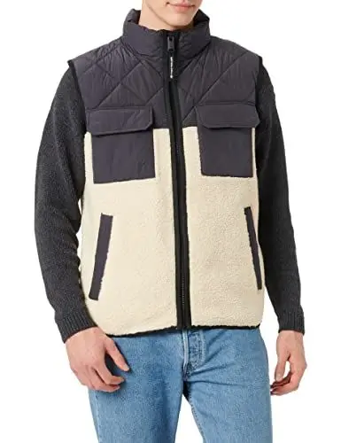 Produktbild: TOM TAILOR Herren Weste mit Teddyfell 1033544, 12508 - Coal Grey, XXL