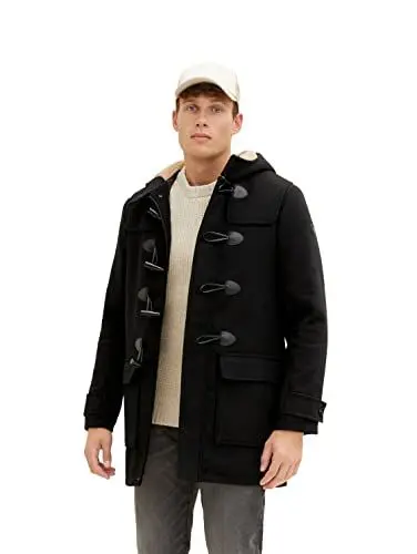 Produktbild: TOM TAILOR Herren Wollmantel Dufflecoat 1032508, 29999 - Black, XXL