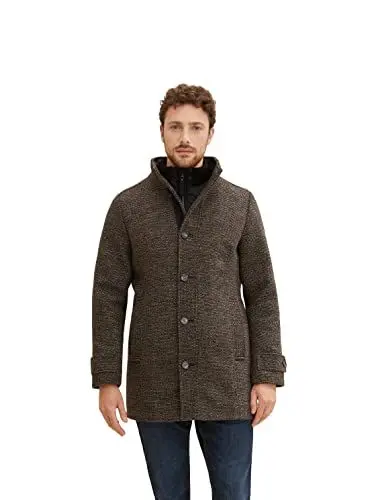 Produktbild: TOM TAILOR Herren Wollmantel mit Innenjacke 1032506, 30509 - Salt Pepper Wool, XXL