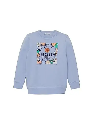 Produktbild: TOM TAILOR Jungen 1037581 Sweatshirt mit Spezial Glow in The Dark-Print, 12819-Parisienne Blue, 116/122
