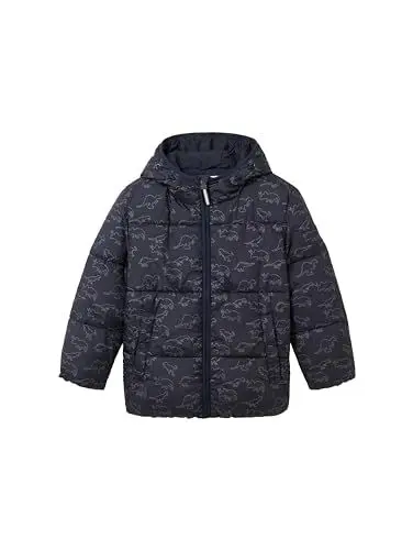 Produktbild: TOM TAILOR Jungen 1038479 Puffer Winterjacke mit Kapuze, 32672-reflective Dino Allover, 92/98