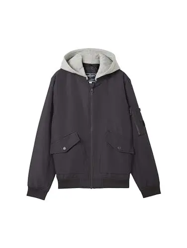 Produktbild: TOM TAILOR Jungen Kinder Bomberjacke mit abnehmbarer Kapuze, 29476 - Coal Grey, 128