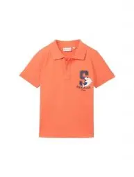 Produktbild: TOM TAILOR Jungen Kinder Pique Polo-Shirt mit Print, 12643 - Living Coral, 92/98