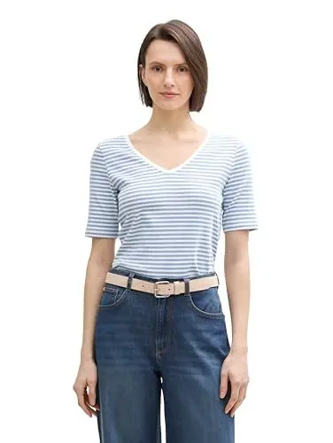 Produktbild: TOM TAILOR RIPP Langarmshirt mit Bio-Baumwolle, Blue Offwhite Irregular Stripe, XXS