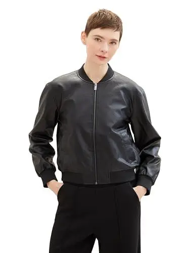 Produktbild: Tom Tailor Denim Damen Bomber Lederjacke, 14482 - Deep Black, L