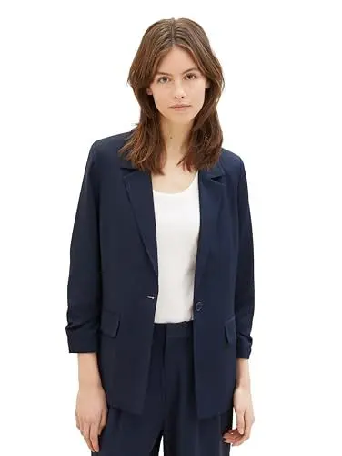 Produktbild: Tom Tailor Denim Damen Regular Fit Basic Blazer mit gerafftem Arm, 10668 - Sky Captain Blue, XL