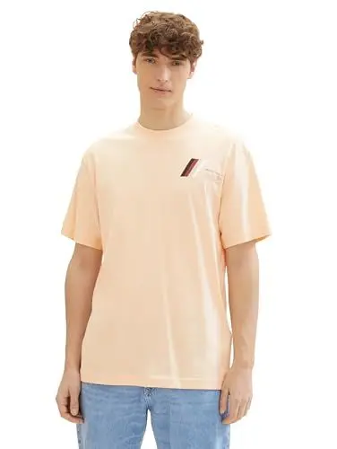 Produktbild: Tom Tailor Denim Herren Basic Crew-Neck T-Shirt, 31663 - Bleached Orange, M