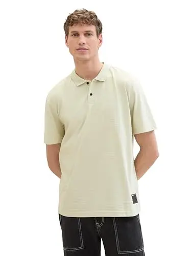 Produktbild: Tom Tailor Denim Herren Basic Piqué Poloshirt, 34988 - Green Melange Mini Stripe, S