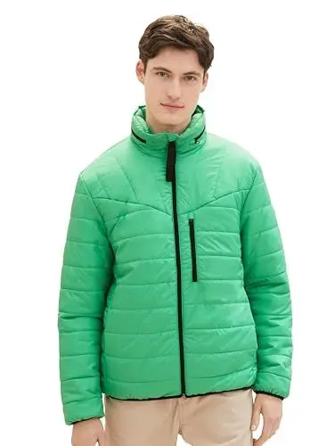 Produktbild: Tom Tailor Denim Herren Lightweight Steppjacke mit verstaubarer Kapuze im Kragen, 33832 - Classic Flash Green, L