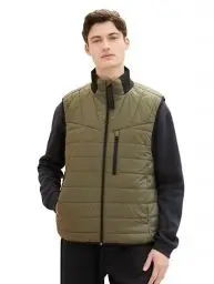 Produktbild: Tom Tailor Denim Herren Lightweight Steppweste mit Brusttasche, 10415 - Dusty Olive Green, L