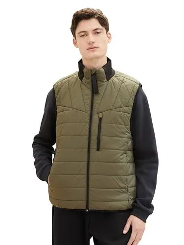 Produktbild: Tom Tailor Denim Herren Lightweight Steppweste mit Brusttasche, 10415 - Dusty Olive Green, L