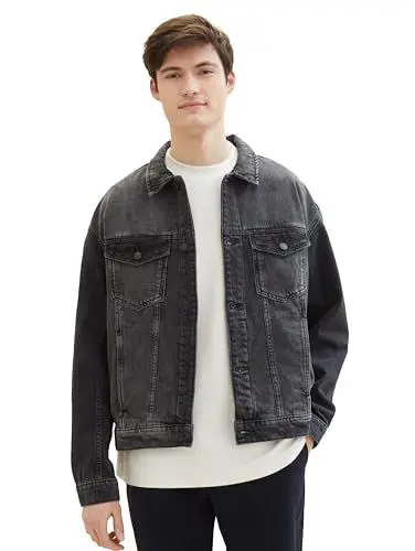 Produktbild: Tom Tailor Denim Herren Relaxed Fit Jeansjacke mit Brusttaschen, 10172 - Mid Stone Blue Black Denim, L