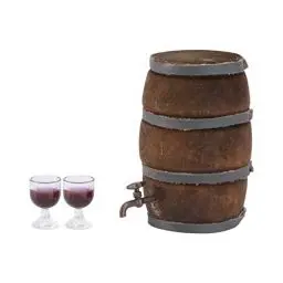 Produktbild: Tomaibaby 1: 12/1: 6 Puppenhaus Miniatur Weinfass mit Wasserhahn Mini Weinglas Vintage Holz Bierfass Märchenhaus Simulationsszene Modell So Tun Als Ob Spielzeug Foto Requisiten Möbel