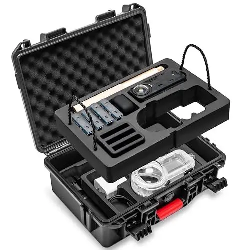 Produktbild: Tomat Hartschalenkoffer für Insta360 X4, wasserdichte Tragetasche für Insta360 X4 X3 Kamera und Zubehör, Doppellagen IP67, Kompatibilität für Insta360 X4 X3 Invisible Dive Case