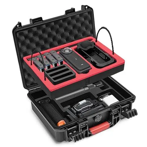 Produktbild: Tomat X4 wasserdichte Tasche für Insta360 X4 Doppelte Schichten Stoßfest IP67 Koffer Große Kapazität Tragetasche für Insta360 X4 Kamera und Zubehör Elegant Schwarz