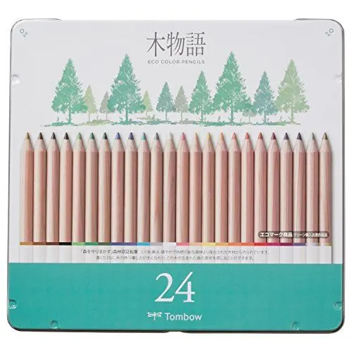 Produktbild: Tombow Ki-Monogatari Eco Farbstift, praktischer Metalldose, PEFC zertifiziert, wachsbasiert, 24er Set (CB-RS-24C)