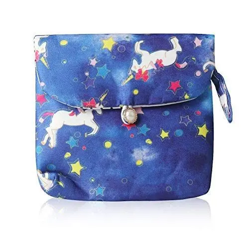 Produktbild: Tomedeks 1Pcs Sanitär-Tasche niedlichen Cartoon Baumwolle Stoff Serviette Aufbewahrungstasche große Kapazität Damen Sanitär Aufbewahrungstasche. (Einhorn)