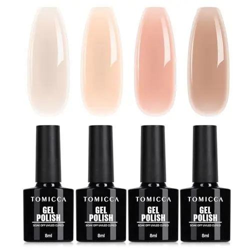 Produktbild: TOMICCA 4 Farben Gel Nagellack Nude Serie Set, Professional UV Nagellack, UV/LED Soak-Off Geschenk für Nagelstudio DIY Home, 8ML