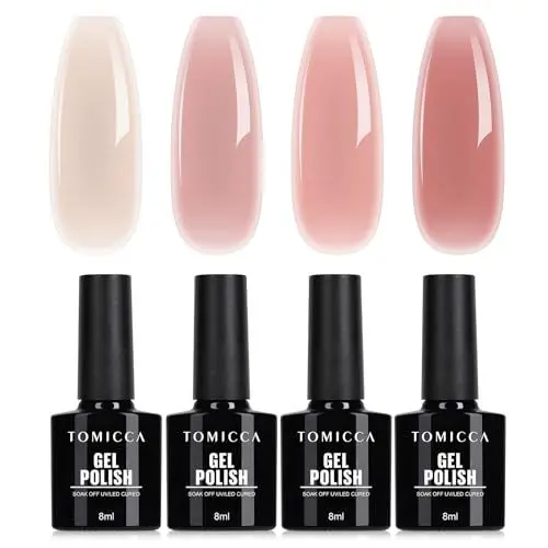 Produktbild: TOMICCA UV Nagellack Rosa Set, 4 Farben Gel Nagellack Für UV Lampe Soak-Off UV/LED Pink Serie, für Nagelstudio DIY Home, 8ML