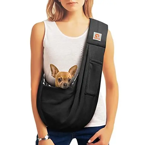 Produktbild: Tomkas Small Dog Sling Carrier - Classic Pocket & Classic Strap & Classic Pocket - for 3-10 lbs Pets(Black)