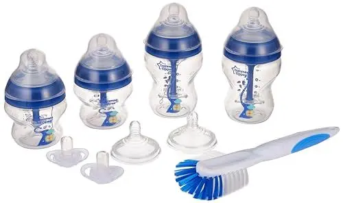Produktbild: Tommee Tippee Advanced Anti-Colic Newborn Baby Bottle Starter Set, Breast-Like Teat and Heat Sensing Technology, Blue