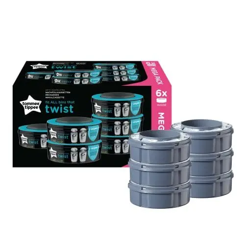 Produktbild: Tommee Tippee Nachfüllkassetten für Twist & Click Advanced Windelentsorgungssystem mit Nachhaltig Bezogener Antibakterieller GREENFILM-Folie, 6-er Pack