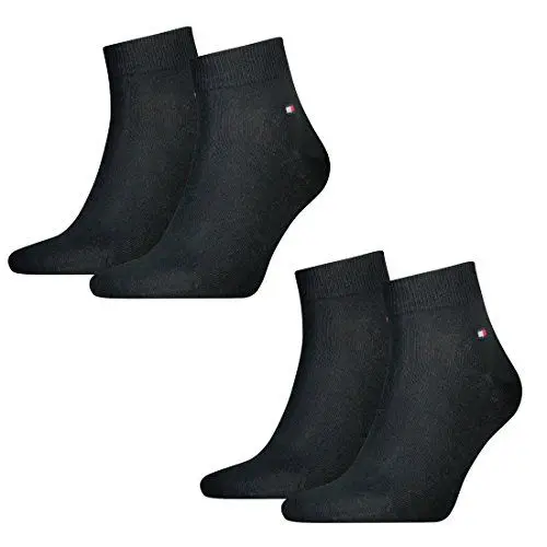 Produktbild: TOMMY HILFIGER Herren Flag Casual Business Quarter Socken 4er Pack (Black, 39-42)