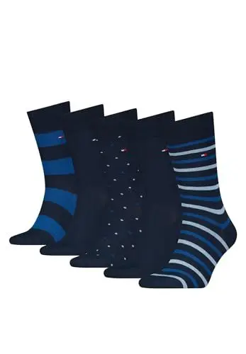 Produktbild: Tommy Hilfiger Men's Stripe Dot Sock Giftbox, Navy, 43-46 (5er Pack)