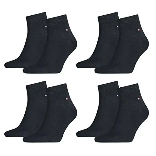 Produktbild: Tommy Hilfiger Herren Quarter Socken Kurzsocken Business Socken 342025001 8 Paar, Farbe:Blau, Größe:43-46, Menge:8 Paar (4x 2er Pack), Artikel:-322 dark navy