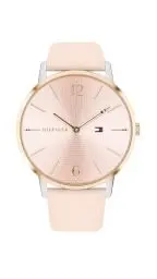 Produktbild: Tommy Hilfiger Damen-Analoguhr mit Quarzwerk - Rosa Lederarmband, Rosa Sonnenstrahl-Zifferblatt, 41mm Gehäuse, 3ATM Wasserbeständigkeit - 1781973