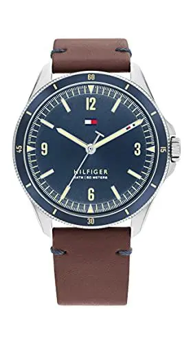Produktbild: Tommy Hilfiger Analog Quarzuhr für Herren mit Braunes Lederarmband - 1791876