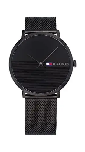 Produktbild: Tommy Hilfiger Analog Quarzuhr für Herren mit Schwarzes Edelstahl-Mesh-Gliederarmband - 1791464