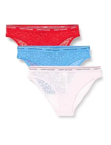 Produktbild: Tommy Hilfiger 3 Pack Bikini Lace (Ext Sizes) Bikini Hose Damen, Rot (Fierce Red/Blue Spell/Pearly Pink other version), XL