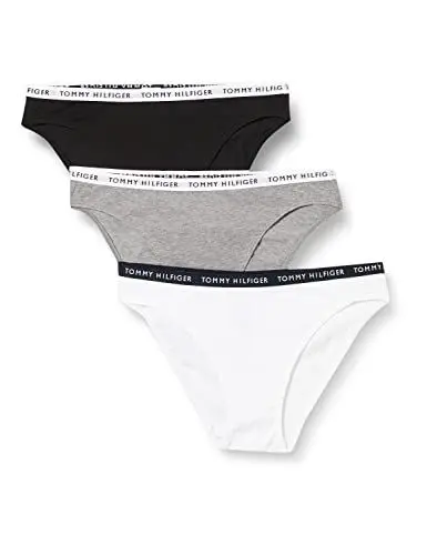 Produktbild: Tommy Hilfiger Damen Slips Unterwäsche, Mehrfarbig (Medium Grey Heather/White/Black), L