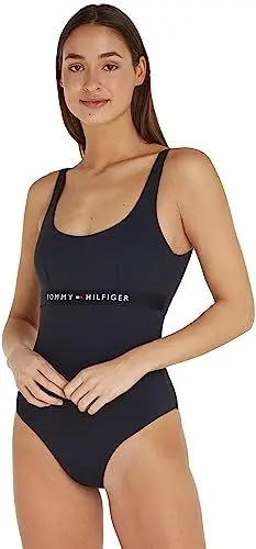 Produktbild: Tommy Hilfiger Damen Badeanzug One Piece Cut-out, Blau (Desert Sky), L
