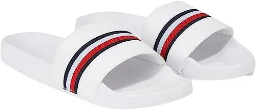 Produktbild: Tommy Hilfiger Damen Badeschuhe Global Stripes Slide Badelatschen, Weiß (White), 36