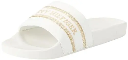 Produktbild: Tommy Hilfiger Damen Badeschuhe Hilfiger Poolslide With Webbing Badelatschen, Weiß (Ecru), 39