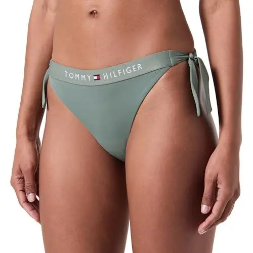 Produktbild: Tommy Hilfiger Damen Bikinihose Seitliche Schnürung Side Tie Cheeky Bikini Sport, Mehrfarbig (Stonewash Green), L