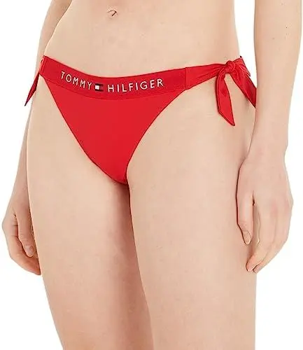 Produktbild: Tommy Hilfiger Damen Bikinihose Seitliche Schnürung Side Tie Cheeky Sport, Rot (Primary Red), M