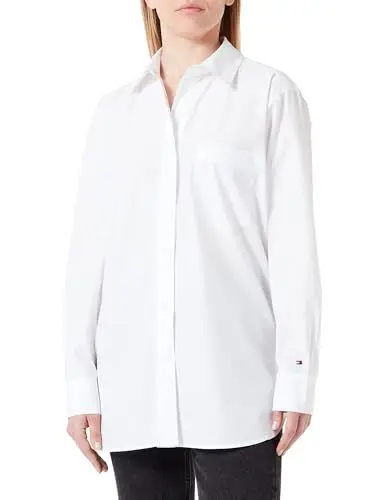 Produktbild: Tommy Hilfiger Damen Bluse 1985 Hemdbluse, Weiß (Th Optic White), 44