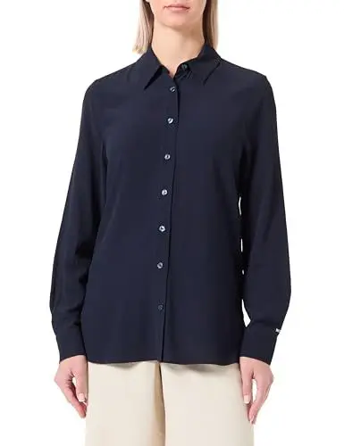 Produktbild: Tommy Hilfiger Damen Bluse Fluid Viscose Crepe Shirt Elegant, Blau (Desert Sky), 42