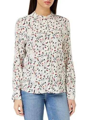 Produktbild: Tommy Hilfiger Damen Bluse Hemdbluse, Mehrfarbig (Small Ribbon Print/ Ecru), 38
