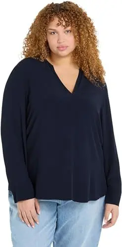Produktbild: Tommy Hilfiger CRV VISCOSE CREPE V-NECK BLOUSE Blusen Damen, Blau (Desert Sky), 46