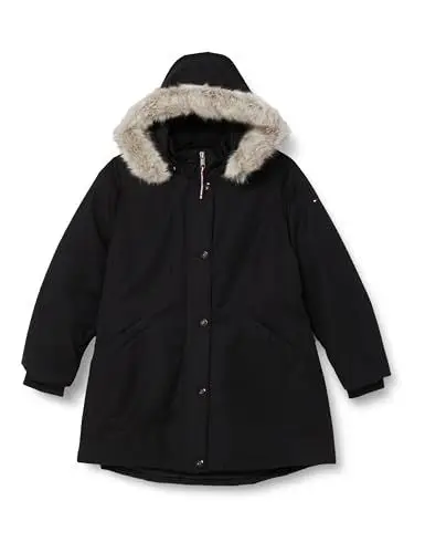 Produktbild: Tommy Hilfiger Damen CRV Padded Parka with FUR WW0WW40860 Parkas, Schwarz (Black), 52