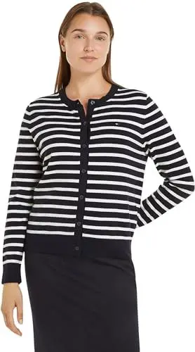 Produktbild: Tommy Hilfiger CO Jersey Stitch Cardigan Strickjacke Damen, Blau (Desert Sky/Ivory Petal STP), M