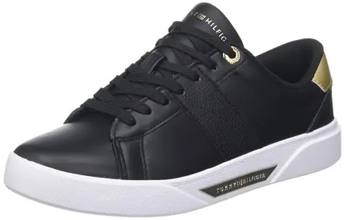 Produktbild: Tommy Hilfiger Damen Court Sneaker Chic Panel Court Sneaker aus Leder, Schwarz (Black), 38