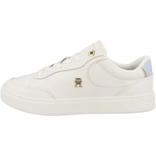 Produktbild: Tommy Hilfiger Damen Court Sneaker Essential Chic aus Leder, Mehrfarbig (Ecru/Breezy Blue), 41