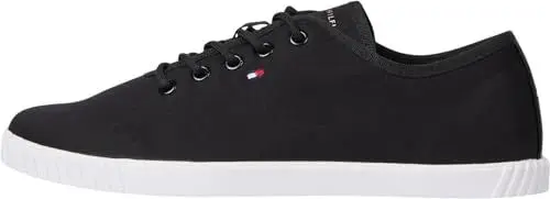 Produktbild: Tommy Hilfiger Damen Cupsole Sneaker Canvas Lace Up Elegant, Schwarz (Black), 38