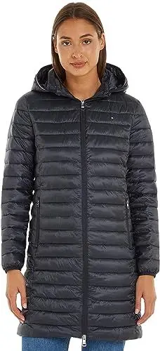 Produktbild: Tommy Hilfiger Damen Daunenmantel Padded Global Stripe Winter, Blau (Desert Sky), S