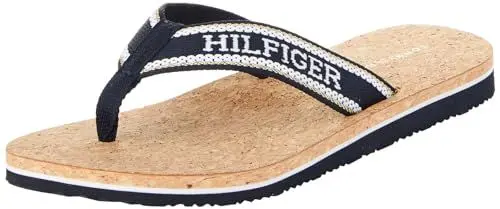 Produktbild: Tommy Hilfiger Damen Flip Flops Hilfiger Cork Beach Sandal Zehentrenner, Blau (Space Blue), 39
